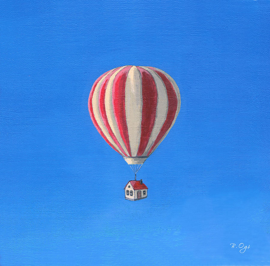 Fantasy Painting - Hot Air Balloon House by Brian Ogi
