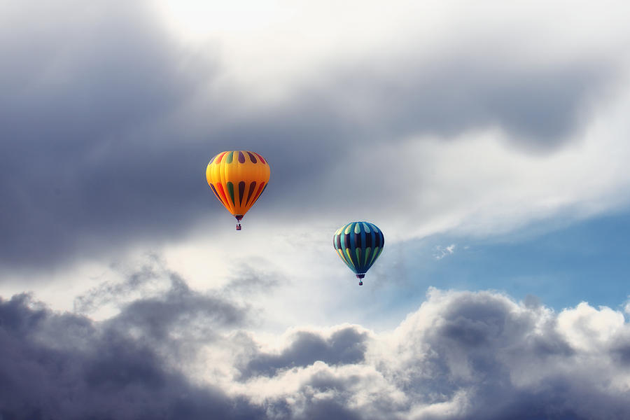 Hot Air Balloons Stormy Clouds Photograph by Tracie Schiebel