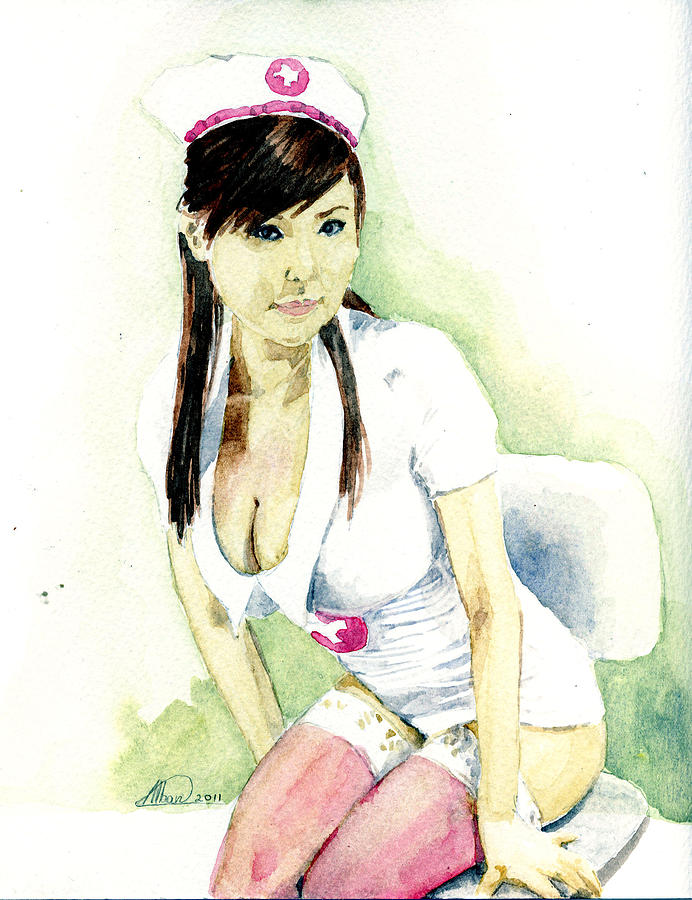 Hot Nurse Painting by Alban Dizdari