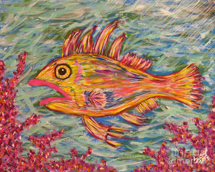 Hot Lips the Fish Painting by Susan Cliett