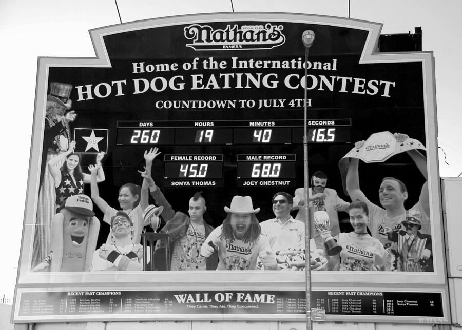 HOTDOG EATING CONTEST TIME in BLACK AND WHITE Photograph by Rob Hans