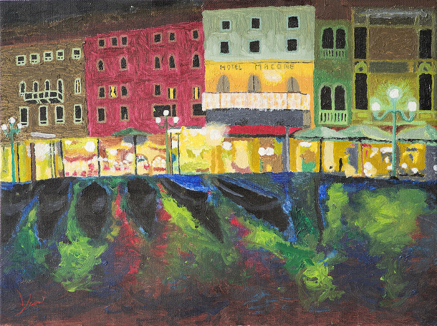 Hotel Macone Venice at night Painting by Yianni Foufas - Fine Art America