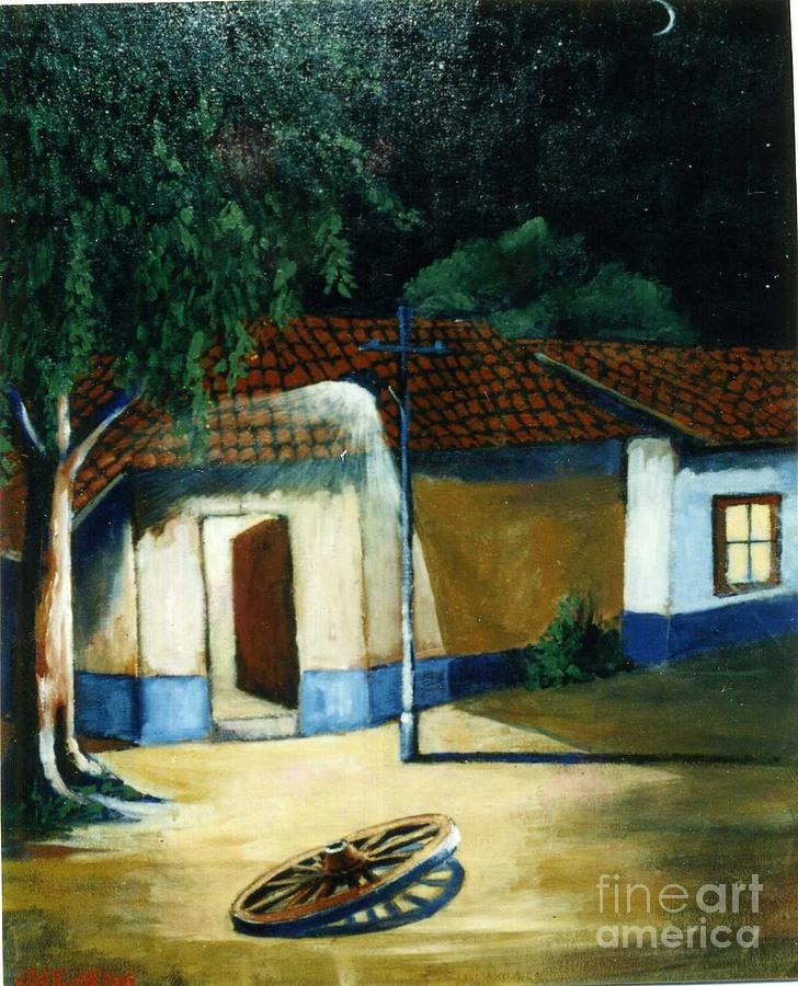 House by night Painting by Jean Pierre Bergoeing