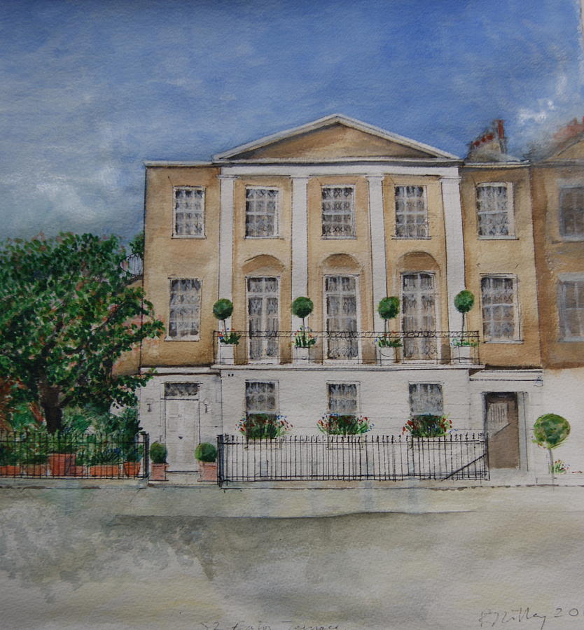 Belgravia Painting - House portrait London SW1 by Rebecca Lilley