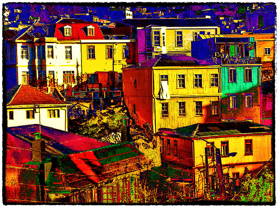 Valparaiso Photograph - Houses in Valparaiso by Peter Crass