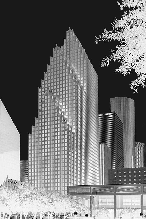 Houston Skyline - Kodak Film BW Solarized Photograph by Connie Fox