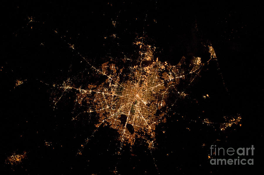 Houston, Texas At Night Photograph by NASA/Science Source