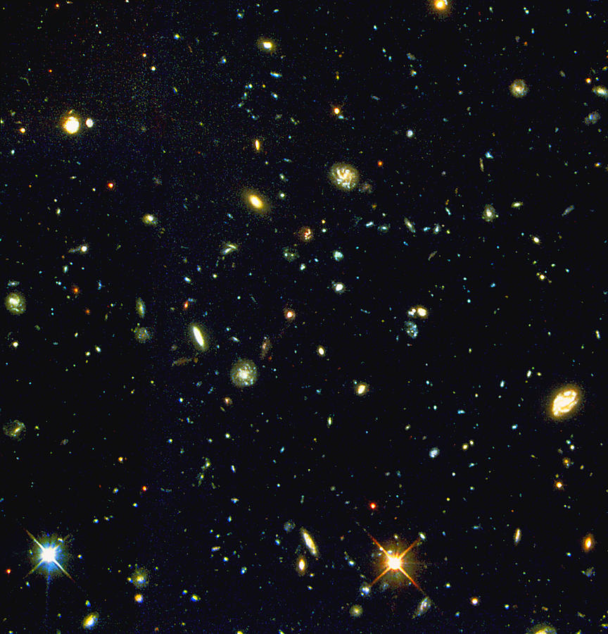 Hst Deep-view Of Several Very Distant Galaxies Photograph by Nasaesastscir.williams, Hdf-s Team