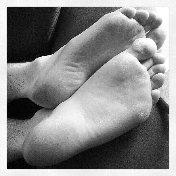 Hardworking Photograph - Hubbys Sleeping Feet. #feet #husband by Jess Gowan