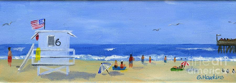 Umbrella Painting - Hueneme Beach  by Sheryl Heatherly Hawkins