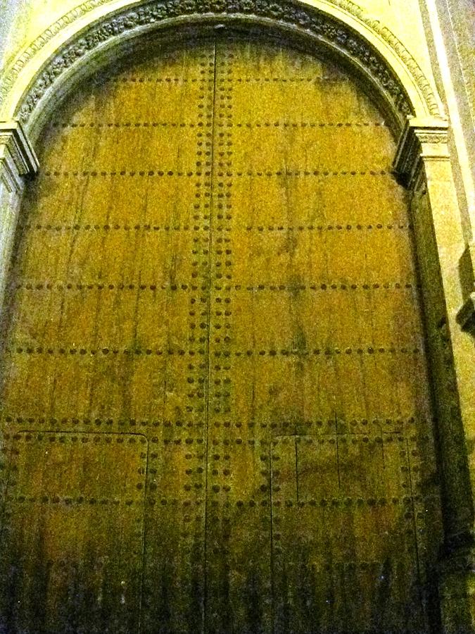 Huge Antique Lords House Doorway at Night Granada Spain Photograph by John Shiron