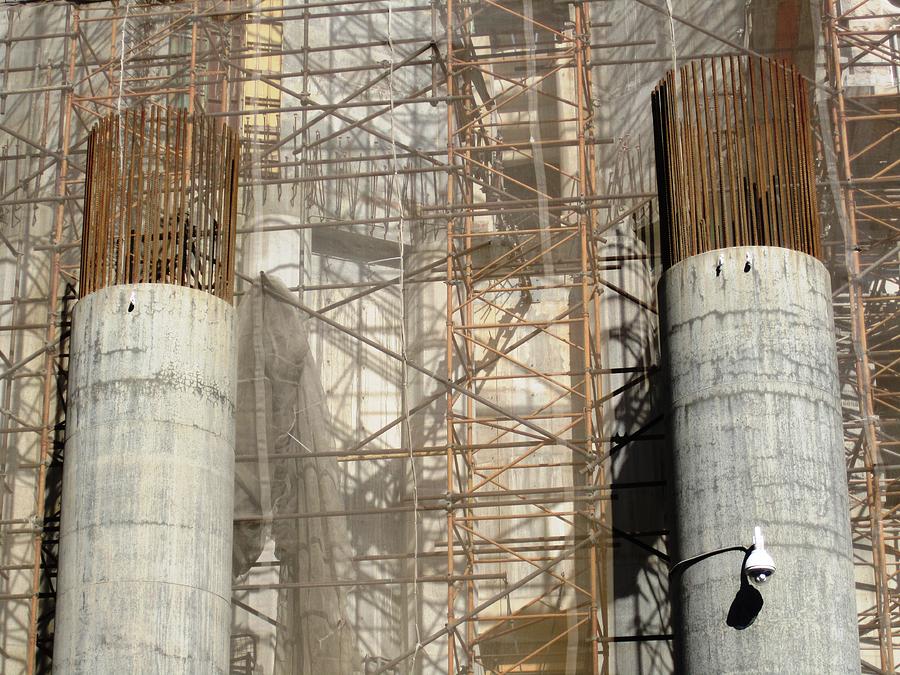 Huge Reinforced Columns Used for Construction At Sagrada Familia Church Barcelona Spain Photograph by John Shiron