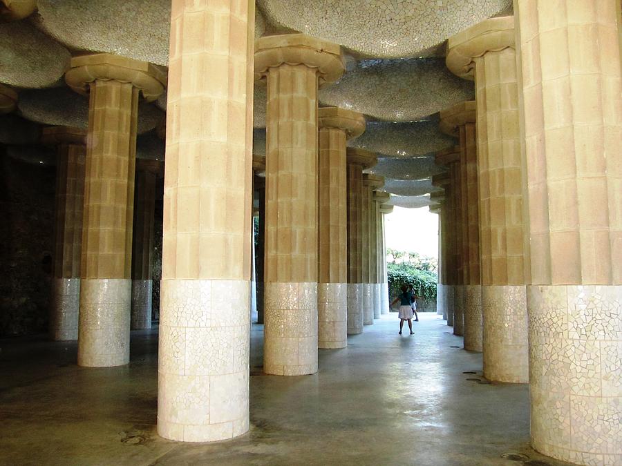 Huge Tall Columns Antoni Gaudi Guell Park Barcelona Spain Photograph by John Shiron