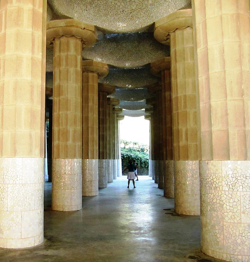 Huge Tall Columns II Antoni Gaudi Guell Park Barcelona Spain Photograph by John Shiron
