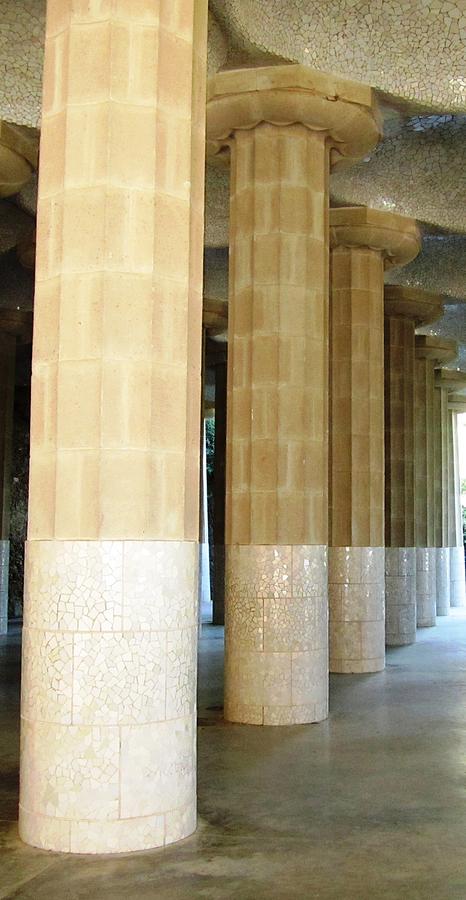 Huge Tall Columns III Antoni Gaudi Guell Park Barcelona Spain Photograph by John Shiron