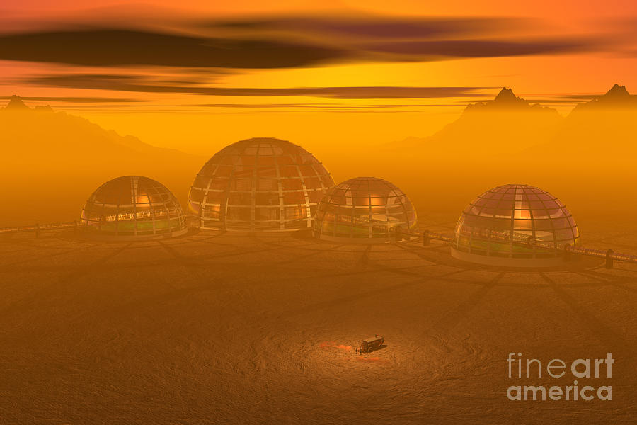 Human Settlement on Alien Planet Digital Art by Carol and Mike Werner and Photo Researchers