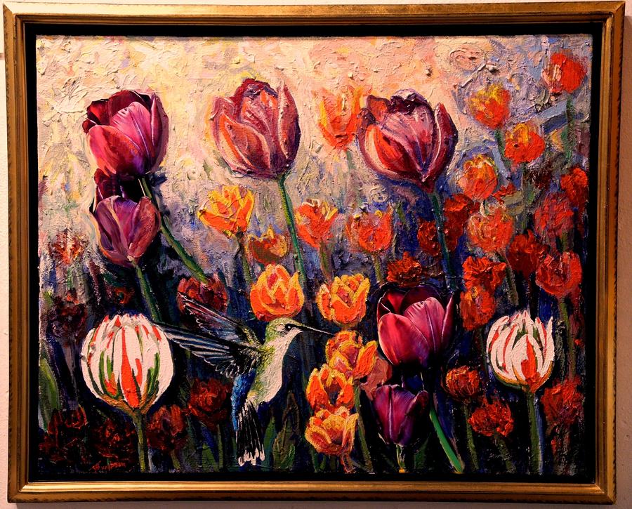 Tulip Painting - Hummingbird Tulips and more by John Thompson