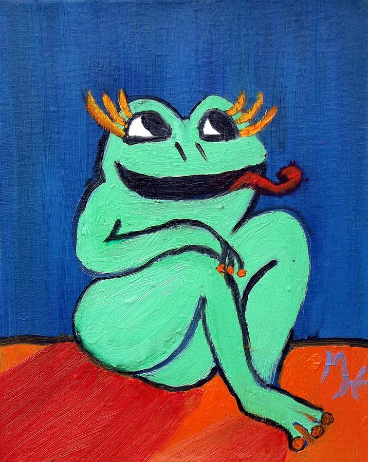 Hungry Female Frog Painting by Margaret Harmon