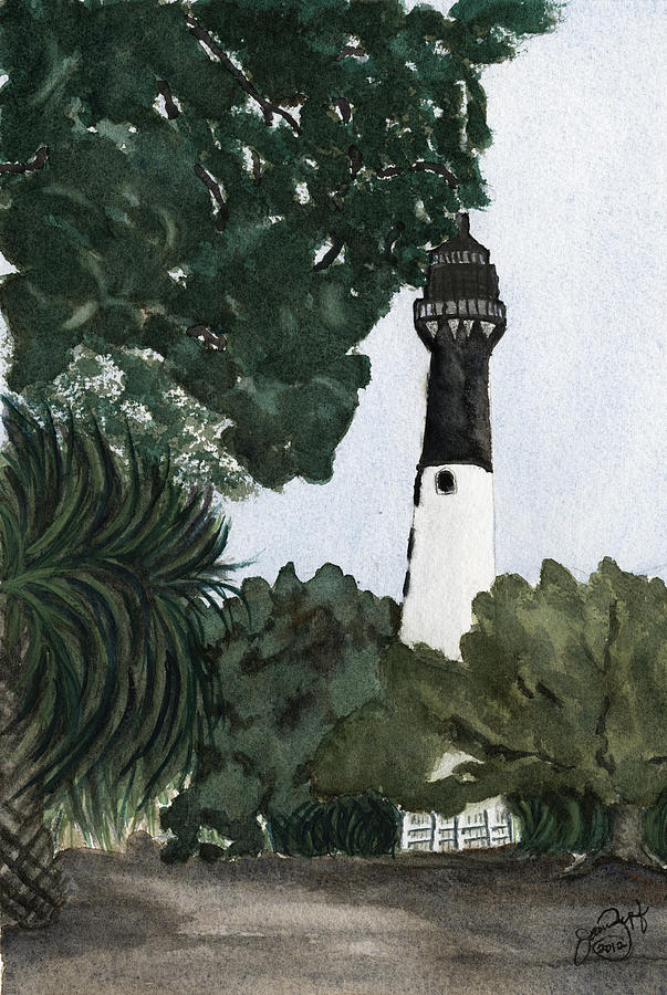 Hunting Island Lighthouse Mixed Media by Joan Zepf