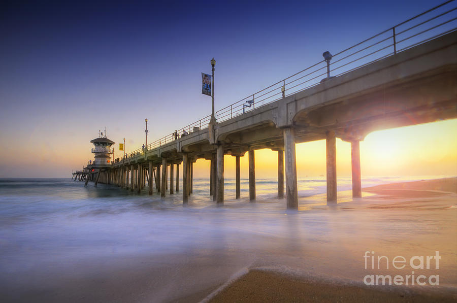 Huntington Beach Pier Sunset Photograph by Yhun Suarez