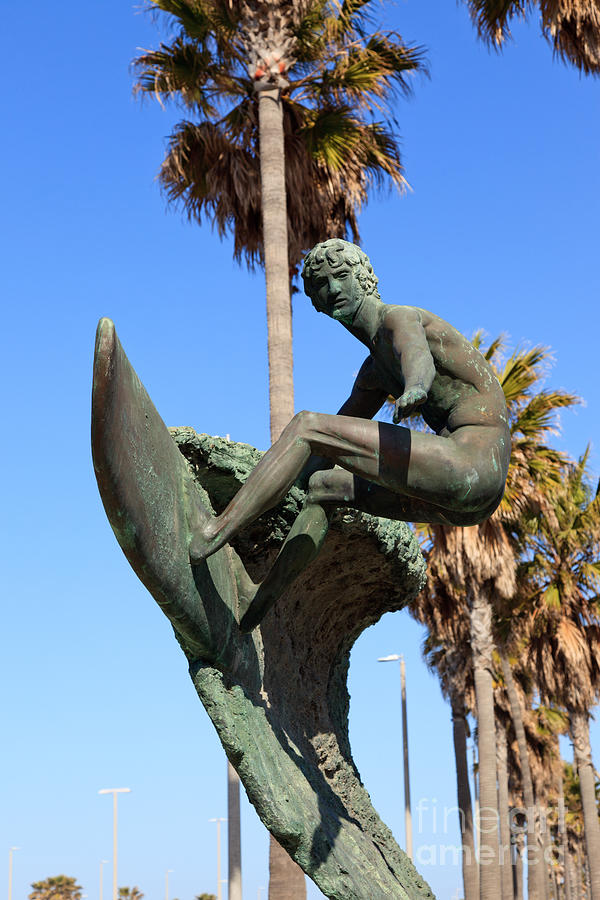 Huntington Beach Surfer Statue Photograph by Paul Velgos