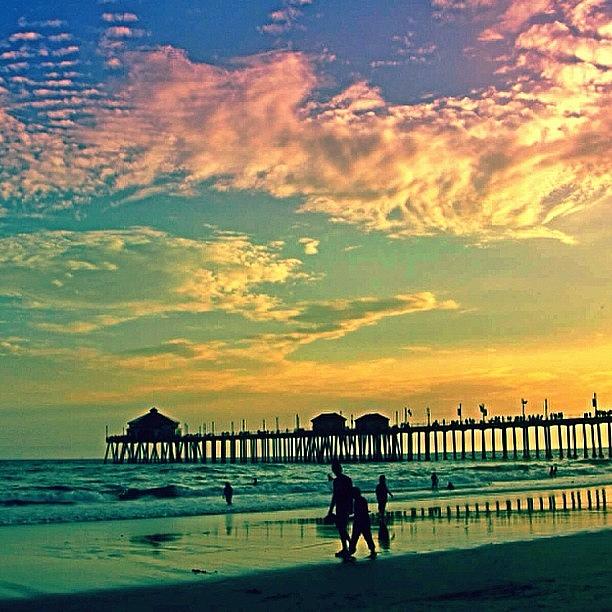 Sunset Photograph - Huntington Beachs Sunny Set #beach by Karen Winokan