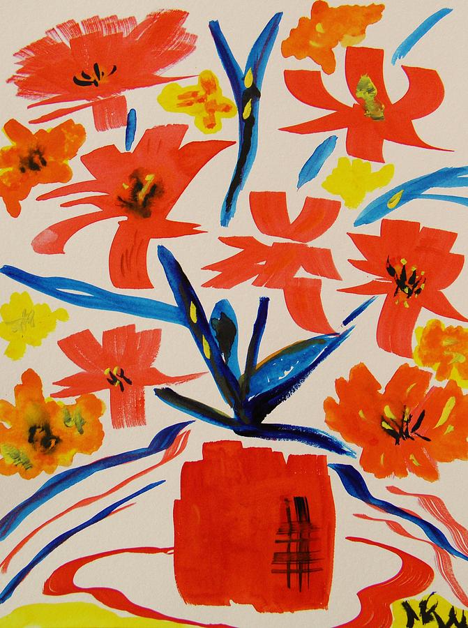 Hurricane Day Flowers Painting by Mary Carol Williams