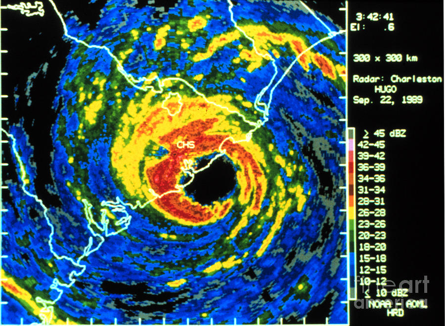 Science Photograph - Hurricane Hugo, Digitized Radar Image by Science Source