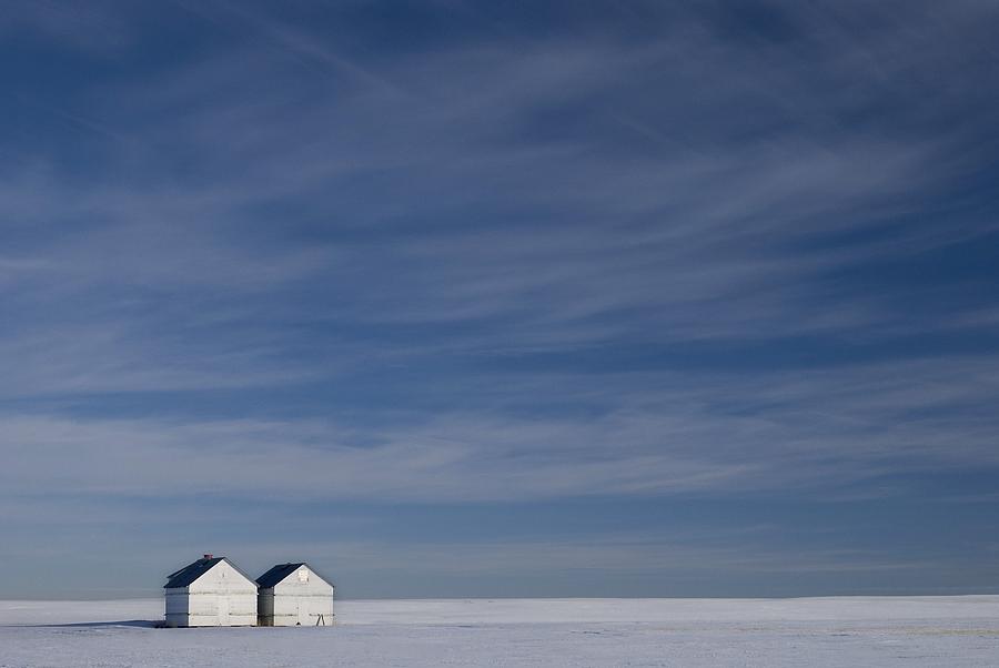 Winter Photograph - Hussar, Alberta, Canada Two Small Farm by Philippe Widling