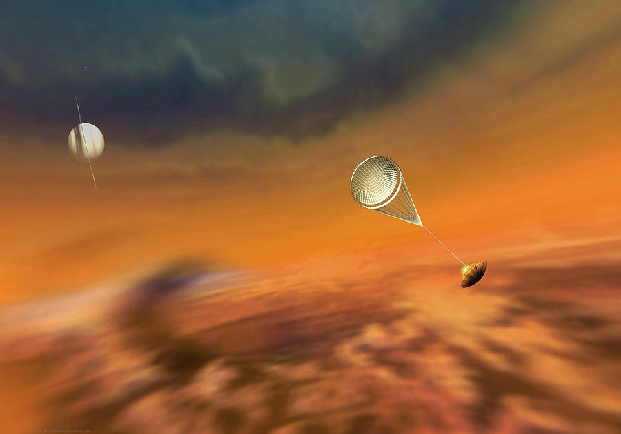 Huygens Probe Lands on Titan Painting by Don Dixon
