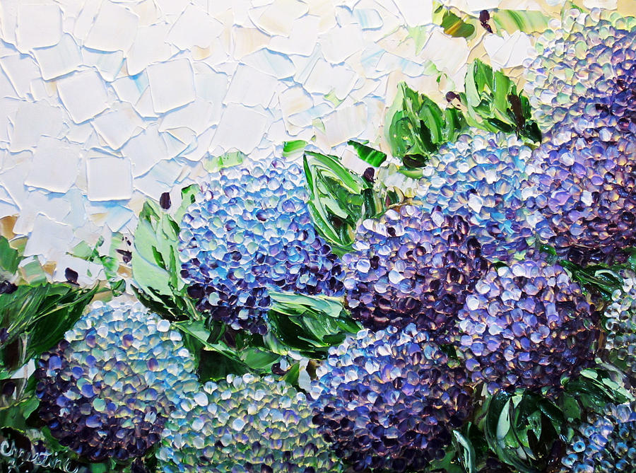 HYDRANGEAS LOVE Palette Knife Oil Painting Mona Edulesco Acrylic Print