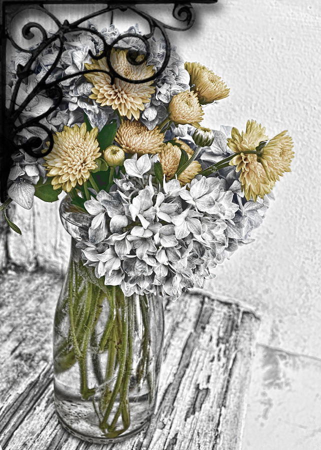 Hydrangea Boquet Blank Greeting Card Digital Art By Debbie Portwood Fine Art America