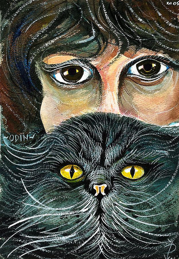 Animal Painting - Hypnotic Cat Eyes by ITI Ion Vincent Danu