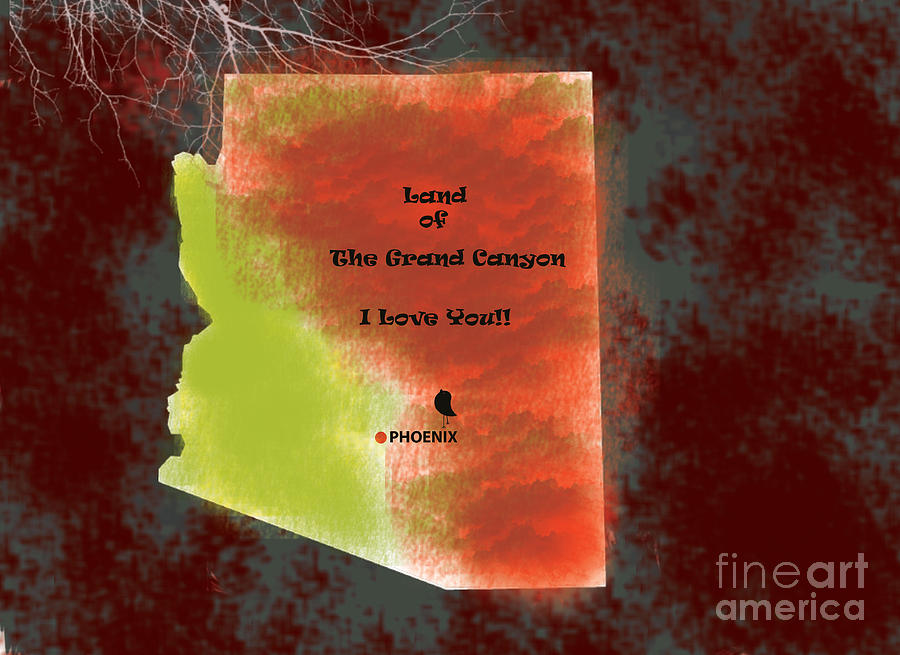 Grand Canyon National Park Digital Art - I heart Arizona by Trilby Cole