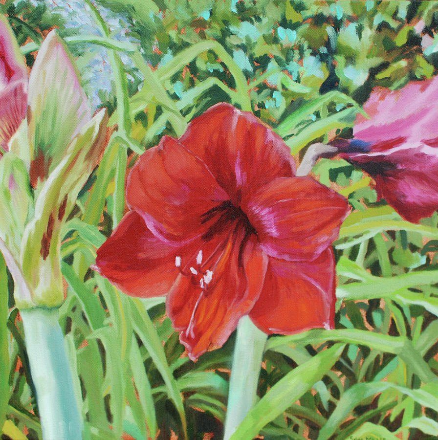 I Love Amaryllis Painting by Sylvia Miller