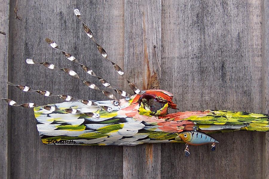 I Love Fish Sculpture by Krista Ouellette
