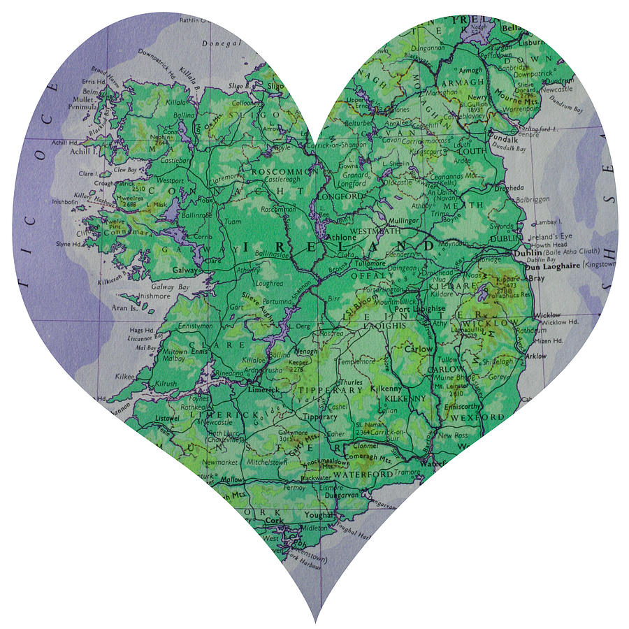 Map Photograph - I Love Ireland Heart Map by Georgia Clare