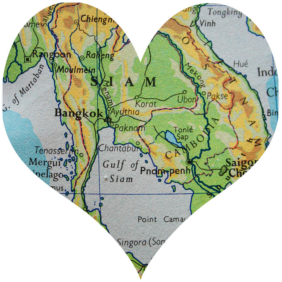 I Love Thailand Heart Map Digital Art by Georgia Clare