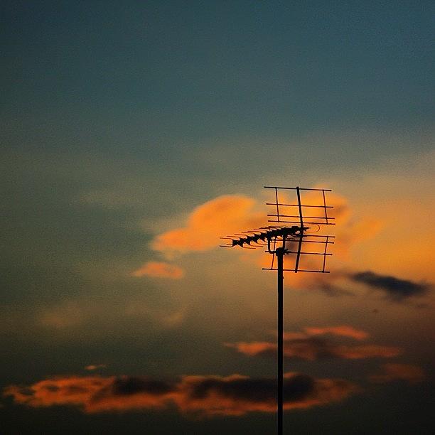Sunset Photograph - I Need A Signal! No Tv Tonight As The by Phil Martin
