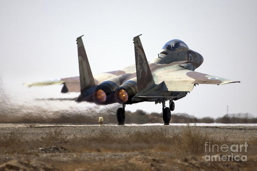 IAF F-15I Fighter jet at takeoff  Photograph by Nir Ben-Yosef