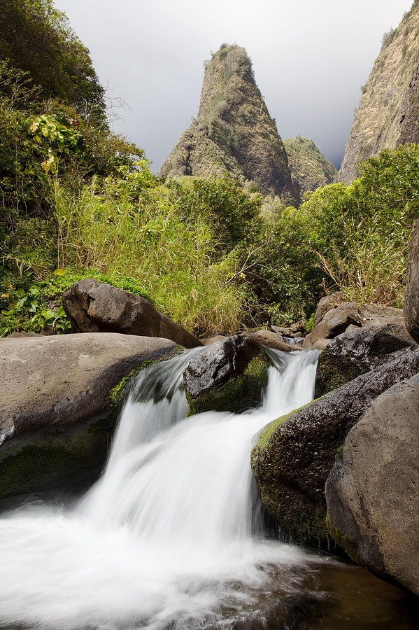 Iao River and Waterfall Photograph by Jenna Szerlag
