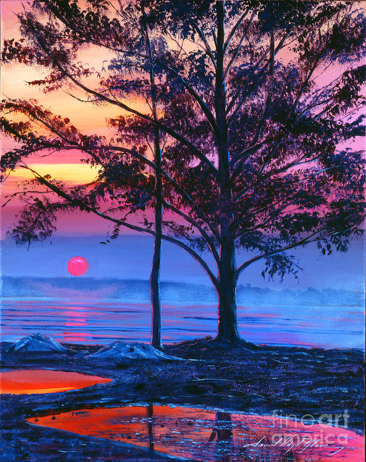 Sunset Painting - Ice Blue Lake by David Lloyd Glover
