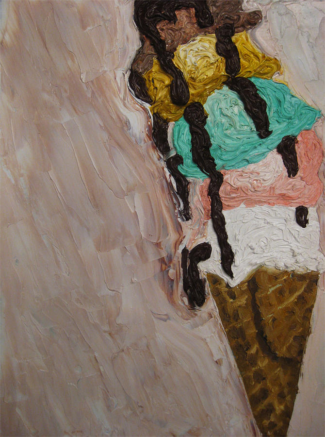 Ice Cream Dripping and Falling Over Painting by M Zimmerman