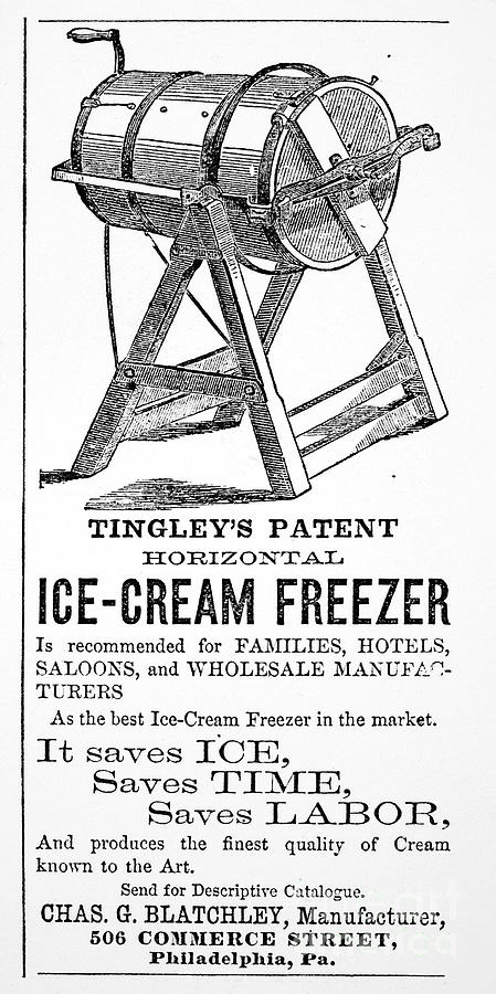 Ice Cream Freezer, 1872 Photograph by Granger