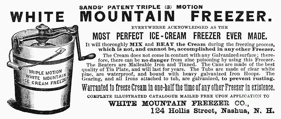 Ice Cream Freezer, 1888 Photograph by Granger