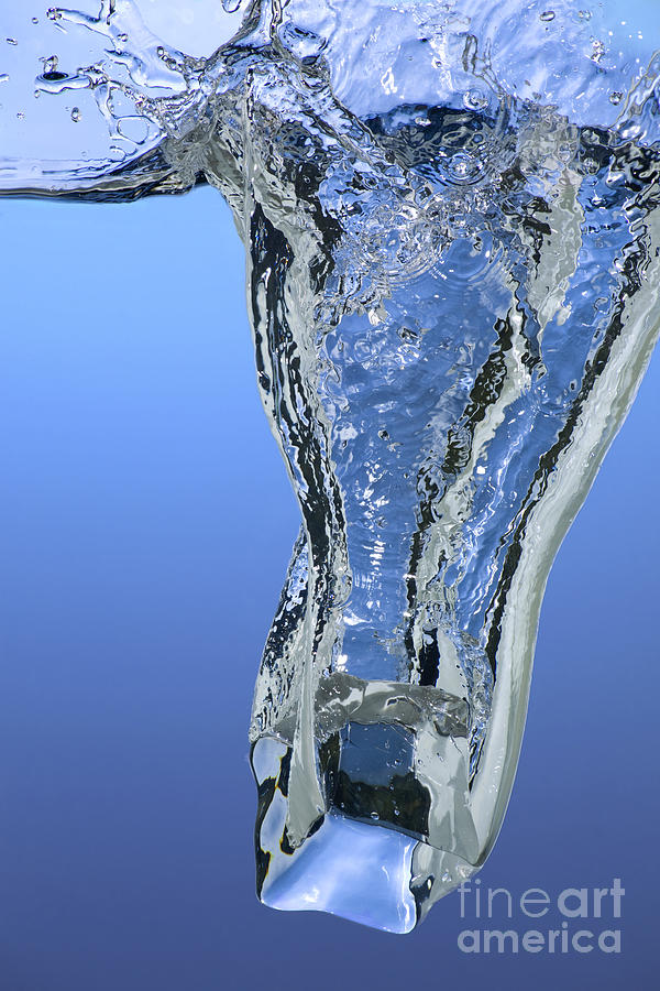 Ice Cube Dropped In Water Photograph by Ted Kinsman