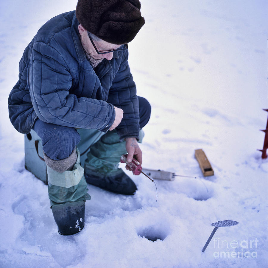 Ice Fishing in the Russian Winter Photograph by Heiko Koehrer-Wagner