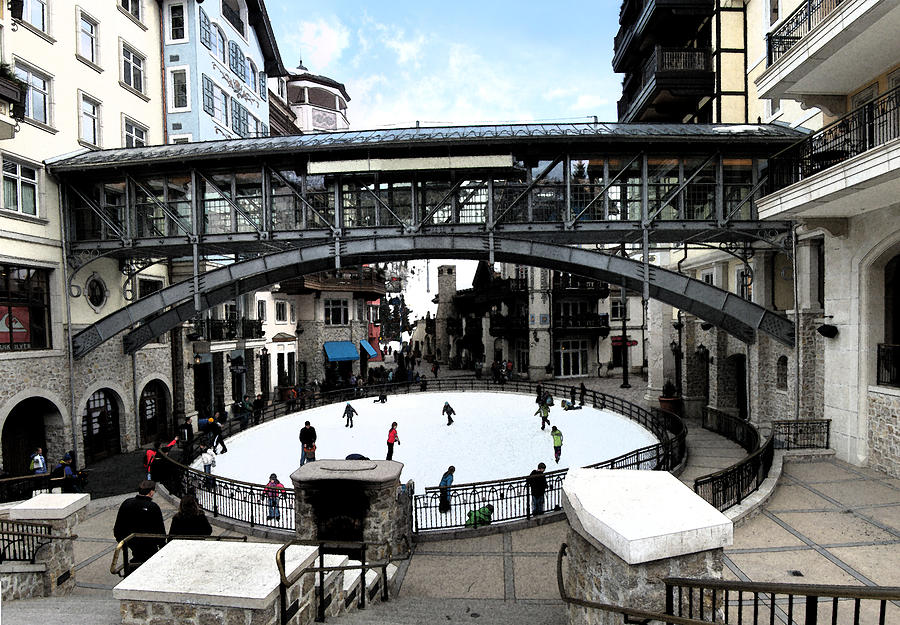 Abstract Digital Art - Ice Skating Rink In Vail Square by Bill Kennedy Abstract Digital Art - Ice Skating Rink In Vail Square by Bill Kennedy