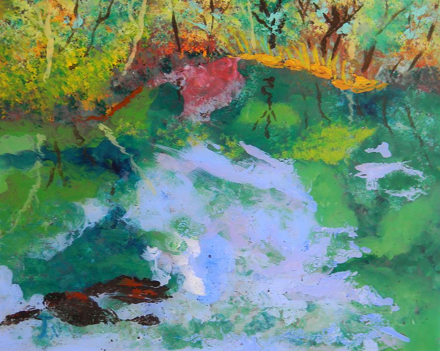 Ichetucknee Springs Abstract on Glass Painting by Warren Thompson