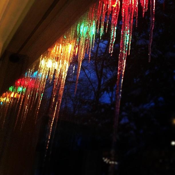 Icicles And Christmas Lights Photograph by Tori Niggel